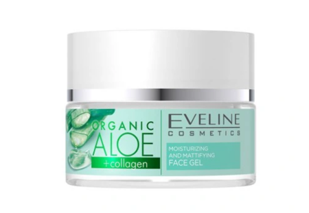 Eveline Cosmetics Organic  Aloe+ Collagen.Nawilżająco Matujący Żel do Twarzy na Dzień i Noc 50ml