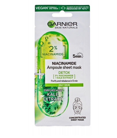 Garnier Skin Naturals Ampułka detoksykująca w masce na tkaninie z 2% Niacynamidem 15 g